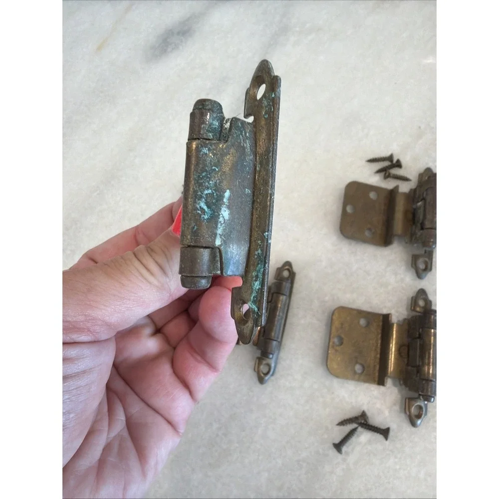 Lot of 8 Vintage Brass Cabinet Hinges GWB001
